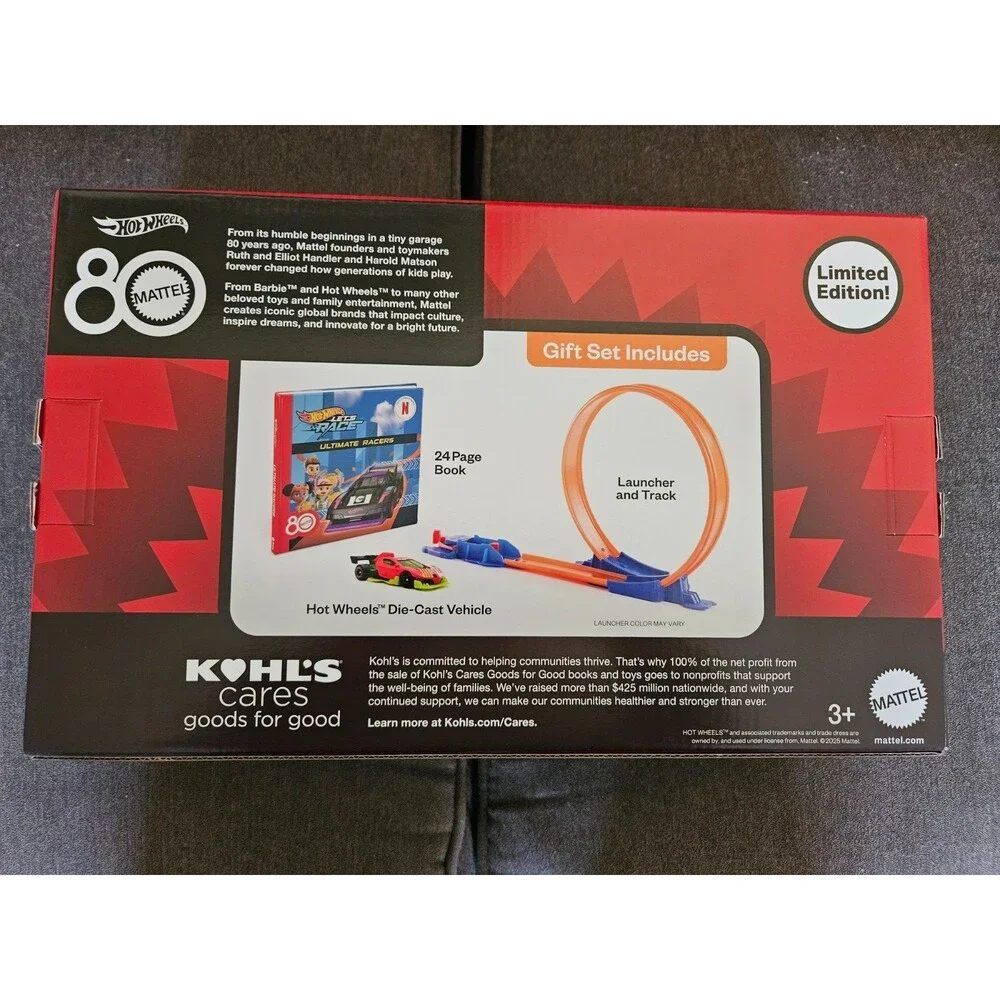 Mattel 80th Anniversary Hot Wheels 2-pc. Track Vehicle‎ & Book Limited Ed Kohl's